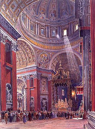 Photo of "THE INTERIOR OF ST. PETER'S BASILICA, ROME, ITALY, 1836" by RUDOLF VON ALT