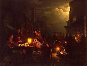 Photo of "A MARKET SCENE AT NIGHT" by PETRUS VAN SCHENDEL