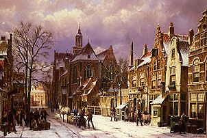 Photo of "AMSTERDAM, A STREET SCENE IN WINTER" by WILLEM KOEKKOEK