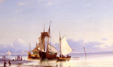 Photo of "FISHING BOATS MOORED OFF THE DANISH COAST" by CARL EMIL NEUMANN