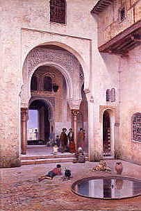 Photo of "THE COURTYARD OF THE ALHAMBRA, GRENADA, SPAIN, 1889" by FRANZ WILHELM ODELMARK