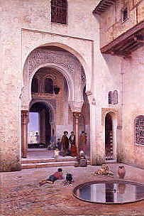 Photo of "THE COURTYARD OF THE ALHAMBRA, GRENADA, SPAIN, 1889" by FRANZ WILHELM ODELMARK