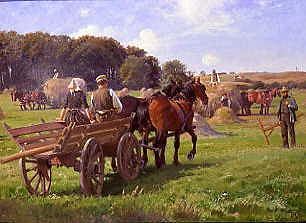 Photo of "HARVESTING, 1898" by FRANTS PEDER DIDERIK HENNINGSEN