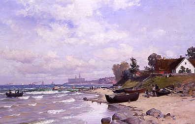 Photo of "THE NORTH ZEALAND COAST WITH KRONBORG CASTLE, DENMARK, 1885" by ANDERS ANDERSEN- LUNDBY