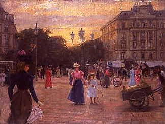 Photo of "A BERLIN STREET AT DUSK, 1899" by FELIX (NO DEATH DATES, P MACHATSCHECK