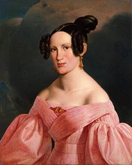 Photo of "A PORTRAIT OF A YOUNG GIRL IN A PINK DRESS" by FERDINAND GEORG WALDMULLER