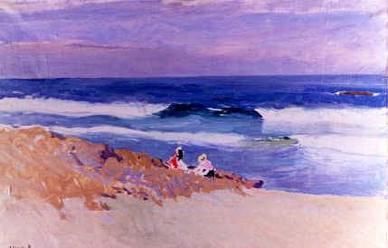 Photo of "TWO LADIES SITTING ON THE BEACH, 1905." by JOAQUIN (Y BASTIDA) SOROLLA