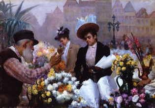 Photo of "A BELGIAN FLOWER MARKET, 1892." by OSCAR WILSON