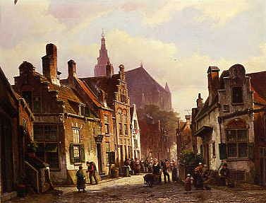 Photo of "UTRECHT, FIGURES IN A SUNLIT STREET" by WILLIAM KOEKKOEK