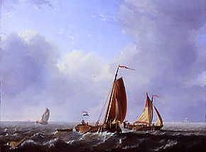 Photo of "FISHING VESSELS IN A CHOPPY SEA, 1825" by LOUIS VERBOECKHOVN