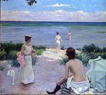 Photo of "BATHERS ON HORNBAEK BEACH, DENMARK, 1900" by PAUL FISCHER