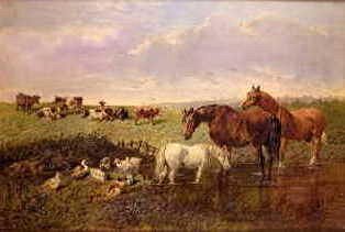 Photo of "HORSES WATERING, 1856" by JOHN FREDERICK HERRING