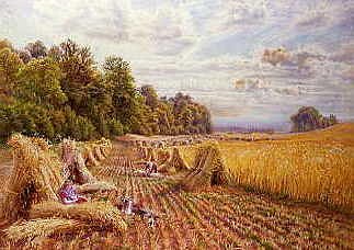 Photo of "AMONGST THE CORN STOOKS, 1865" by EDMUND GEORGE WARREN