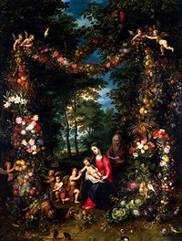 Photo of "GARLAND OF FLOWERS WITH VIRGIN & CHILD" by JAN (& HANS VAN BALEN) BREUGHEL