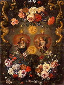 Photo of "SWAGS OF FLOWERS SURROUNDING THE ANGEL OF THE ANNUNCIATION AND THE" by NICHOLAS VAN VERENDAEL