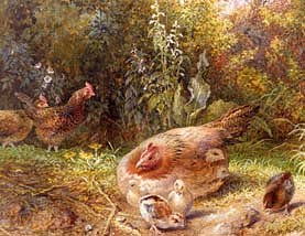 Photo of "A MOTHER HEN AND HER BROOD" by GEORGE (ACTIVE 1839-1880 HICKIN