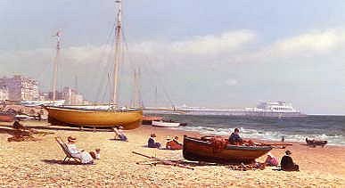 Photo of "READING ON THE BEACH AT BRIGHTON, SUSSEX, ENGLAND" by ALEXANDER YOUNG