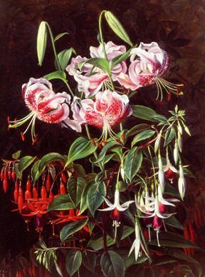 Photo of "RUBRUM LILIES AND FUCHSIAS" by JOHAN LAURENTZ JENSEN