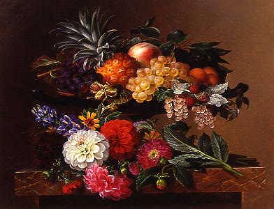 Photo of "DAHLIAS, LUPIN AND COREOPSIS IN A GREEK KYLIX" by JOHAN LAURENTZ JENSEN
