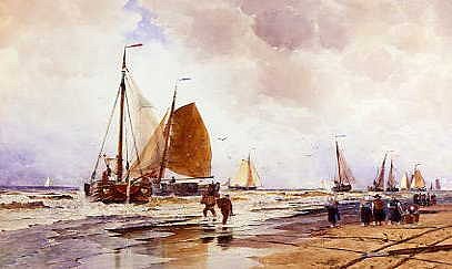 Photo of "THE BEACH AT SCHEVINGEN, HOLLAND" by THOMAS BUSH HARDY