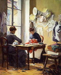 Photo of "BUSY SEAMSTRESSES" by GEORGE (LIFESPAN DATES N WEISS