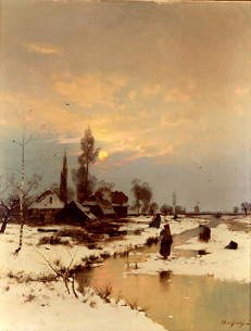 Photo of "A SNOWY LANDSCAPE, 1885" by LUDWIG (NO LIFESPAN DATE LANCKOW