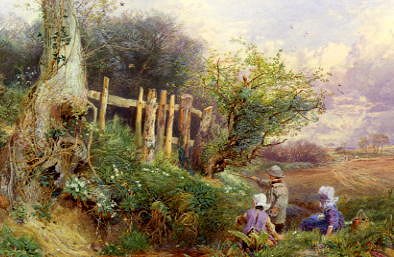 Photo of "GATHERING PRIMROSES" by MYLES BIRKET FOSTER