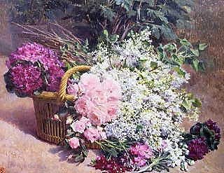 Photo of "A BASKET OF ROMANTIC FLOWERS" by PIERRE BOURGOGNE