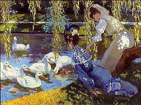 Photo of "FEEDING THE DUCKS" by LOUIS ANTOINE AUGUSTE (L THOMAS