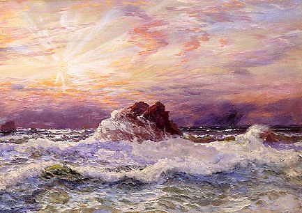 Photo of "A GLORIOUS SUNSET, THE ARMED KNIGHT ROCK" by JOHN BRETT