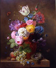 Photo of "A RICH STILL LIFE OF ROSES, POPPIES, AZALEAS & IRIS" by ARNOLDUS BLOEMERS