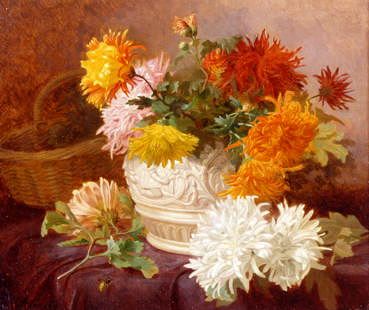 Photo of "A STILL LIFE OF CHRYSANTHEMUMS" by ELOISE HARRIET STANNARD