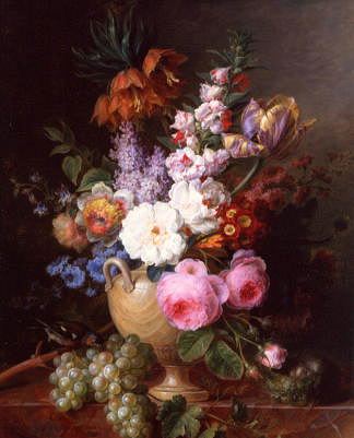 Photo of "A RICH STILL LIFE OF SUMMER FLOWERS" by CORNELIS VAN SPAENDONCK