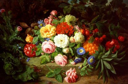 Photo of "A STILL LIFE OF SUMMER FLOWERS" by JOSEF LAUER