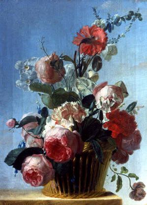 Photo of "A STILL LIFE OF ROSES IN A BASKET" by JEAN-JACQUES BACHELIER