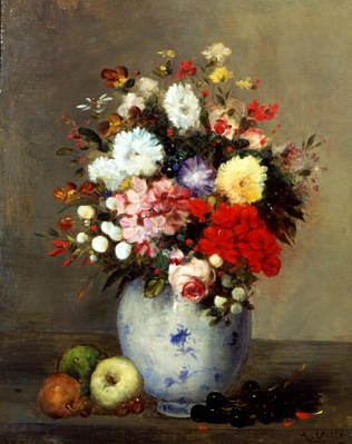 Photo of "A STILL LIFE OF SUMMER FLOWERS AND FRUIT" by ANTOINE VOLLON