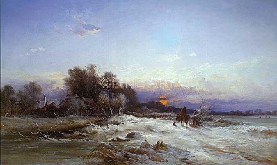 Photo of "RIVER THAMES FROZEN, EVENING, SONNING, ENGLAND, 1852" by GEORGE AUGUSTUS WILLIAMS