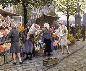 Photo of "FLOWER MARKET AT HOJBRO PLADS, COPENHAGEN, DENMARK" by PAUL GUSTAV FISCHER