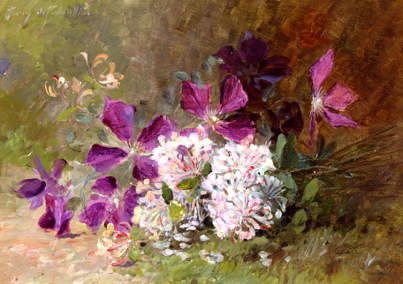 Photo of "CLEMATIS AND HONEYSUCKLE" by ALBERT-TIBULLE FURCY DE LAVAULT