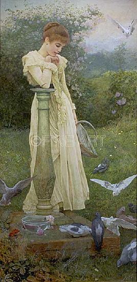 Photo of "FEEDING THE DOVES" by EDWARD KILLINGWORTH JOHNSON