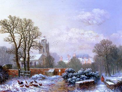 Photo of "THE VILLAGE CHURCH IN THE SNOW" by CHARLES LEAVER