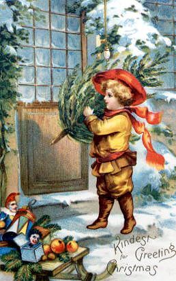 Photo of "KINDEST GREETING FOR CHRISTMAS (BOY DELIVERING TREE)" by  ANONYMOUS