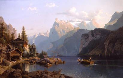 Photo of "AN IDYLLIC LANDSCAPE, LAKE LUCERNE" by JOHANNES-BERTHOLOMAUS DUNTZE