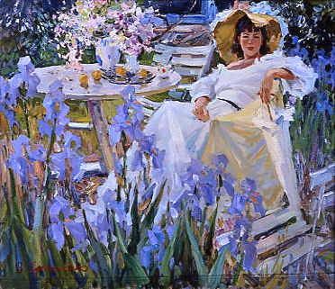 Photo of "LEMON TEA IN THE GARDEN (NB NOT AVAILABLE FOR POSTER)" by VIKTOR (CONTEMPORARY - YEFIMENKO