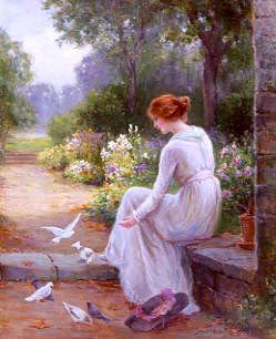 Photo of "FEEDING THE DOVES" by ERNEST WALBOURN