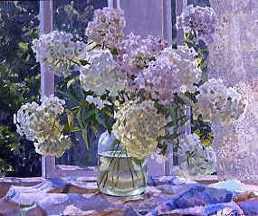 Photo of "HYDRANGEAS BY THE WINDOW" by BORIS (CONTEMPORARY-EXT NICOLAIEV