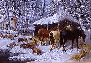 Photo of "A WINTER FARMYARD" by JOHN FREDERICK JNR HERRING