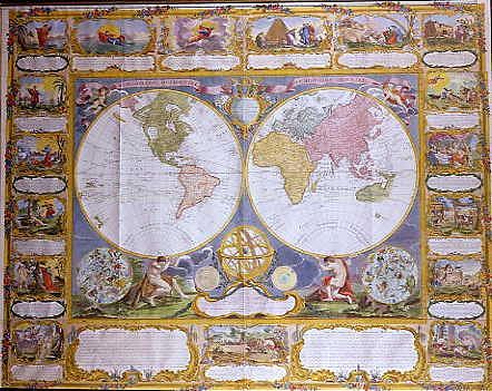 Photo of "WORLD MAP WITH STARS AND BIBLE AND ARTS VIGNETTES" by  LONGCHAMP