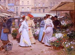 Photo of "A FLOWER MARKET, PARIS, FRANCE" by VICTOR GABRIEL GILBERT