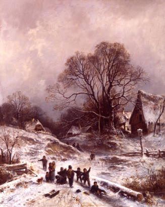 Photo of "WINTER SCENE WITH CHILDREN PLAYING" by ADOLF HEINRICH LIER